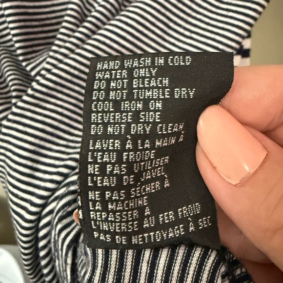 Blue and White Fitted Blouse with Sailor Collar and Tie Front - Picture 3 of 5